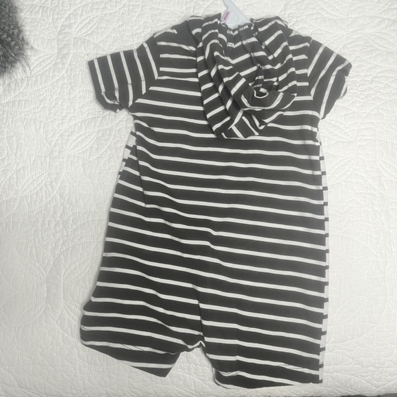 Gray and White Striped Baby Romper - Picture 3 of 3